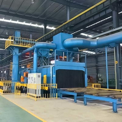 Type de convoyeur à rouleaux, machine spéciale de soufflage par tir pour tubes en acier de couleur jaune et bleue