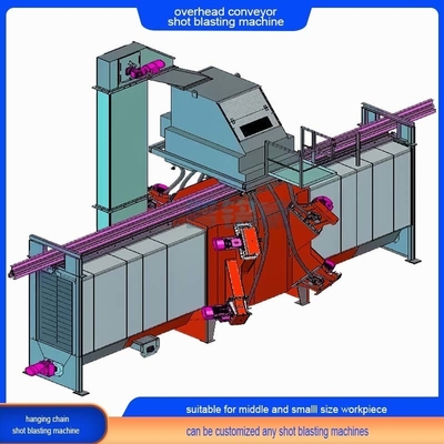 Monorail à crochets en hauteur Passe continue à travers le convoyeur Machine de soufflage par tir avec un