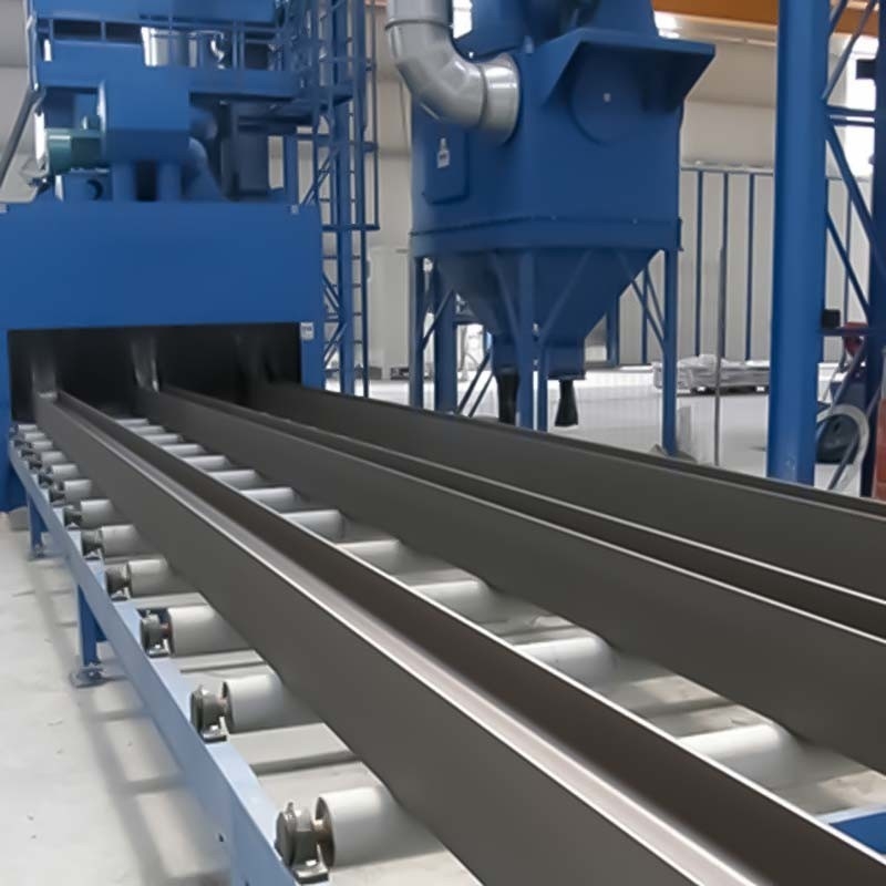 Type de convoyeur à rouleaux, machine spéciale de soufflage par tir pour tubes en acier de couleur jaune et bleue