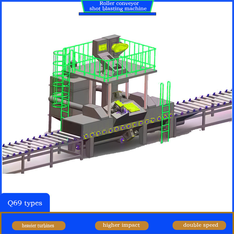 Puissante tête d'impulseur 4*11kw rouleau convoyeur machine de soufflage à tir pour aciers à profil