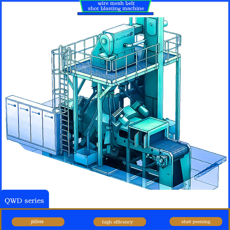 4 Blast Wheel Wire Mesh Belt Shot Blasting Machine pour la fonderie pour éliminer les résidus