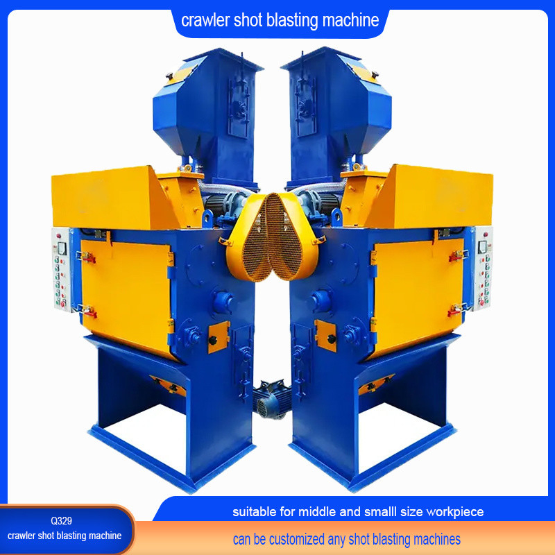 Machine de soufflage à tir de caoutchouc abrasif jaune et bleu pour pièces de traitement thermique