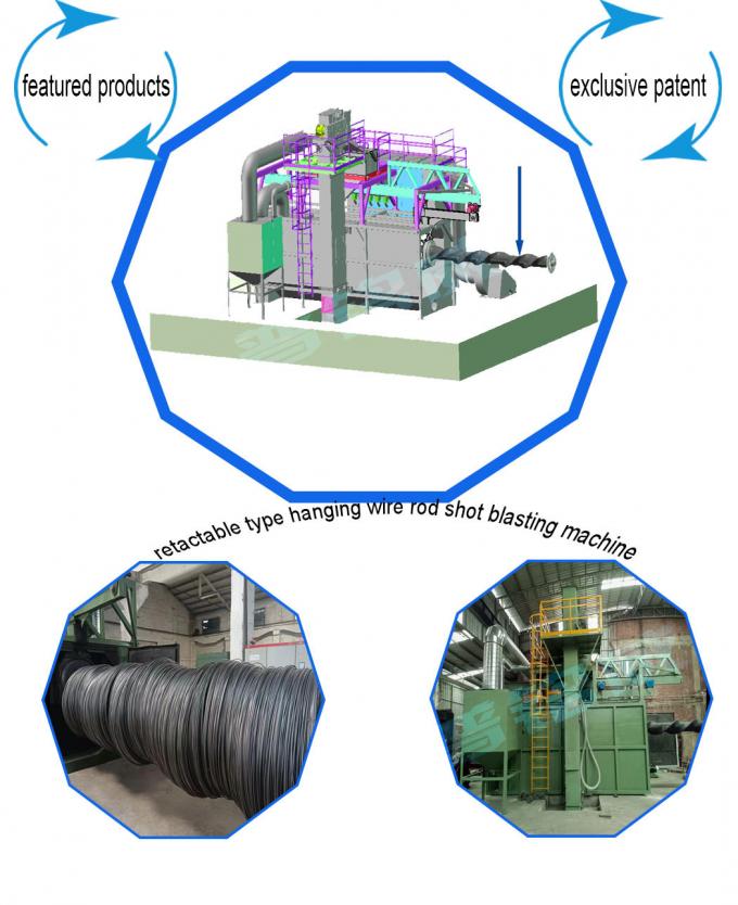 The World′s Only Retractable Wire Rod Coil Shot Blasting Machine From Pumingwei